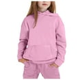thumbnail image 5 of newwalpole Kids Boys Sweatsuit Sets 2 Piece Hooded Sweatshirt and Jogger Pants Girls Solid Oversize Outfits with Pocket Pink for Size 6-7 Years, 5 of 5
