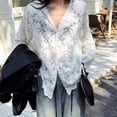 thumbnail image 2 of BUYISI High-end Sweet Hot Girl Hollow Lace Long-sleeved Shirt White S, 2 of 8