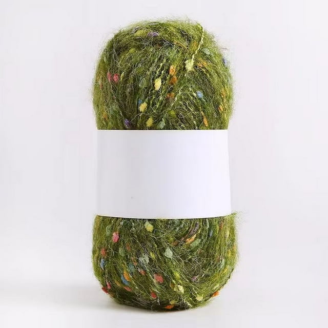 Nvzi Rollo de 50 g de hilos de mohair con puntos de colores, hilo suave para tejer a mano, crochet, para bufandas, chales y manualidades, color verde militar