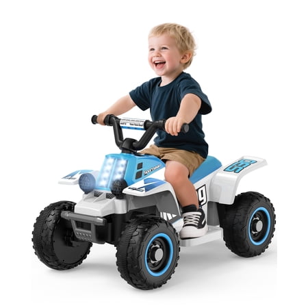 TOYBSNR 6V Ride on ATV Toys, Toddler Car, Ride on Car w/ Music Player, Electric Car for Boys Girls Aged 1-3 Years, Blue
