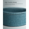 thumbnail image 5 of Round End Side Table with Fabric Storage Basket Bedside Table Nightstand for Living Room Bedroom Classic Black Dark Turquoise, 5 of 7