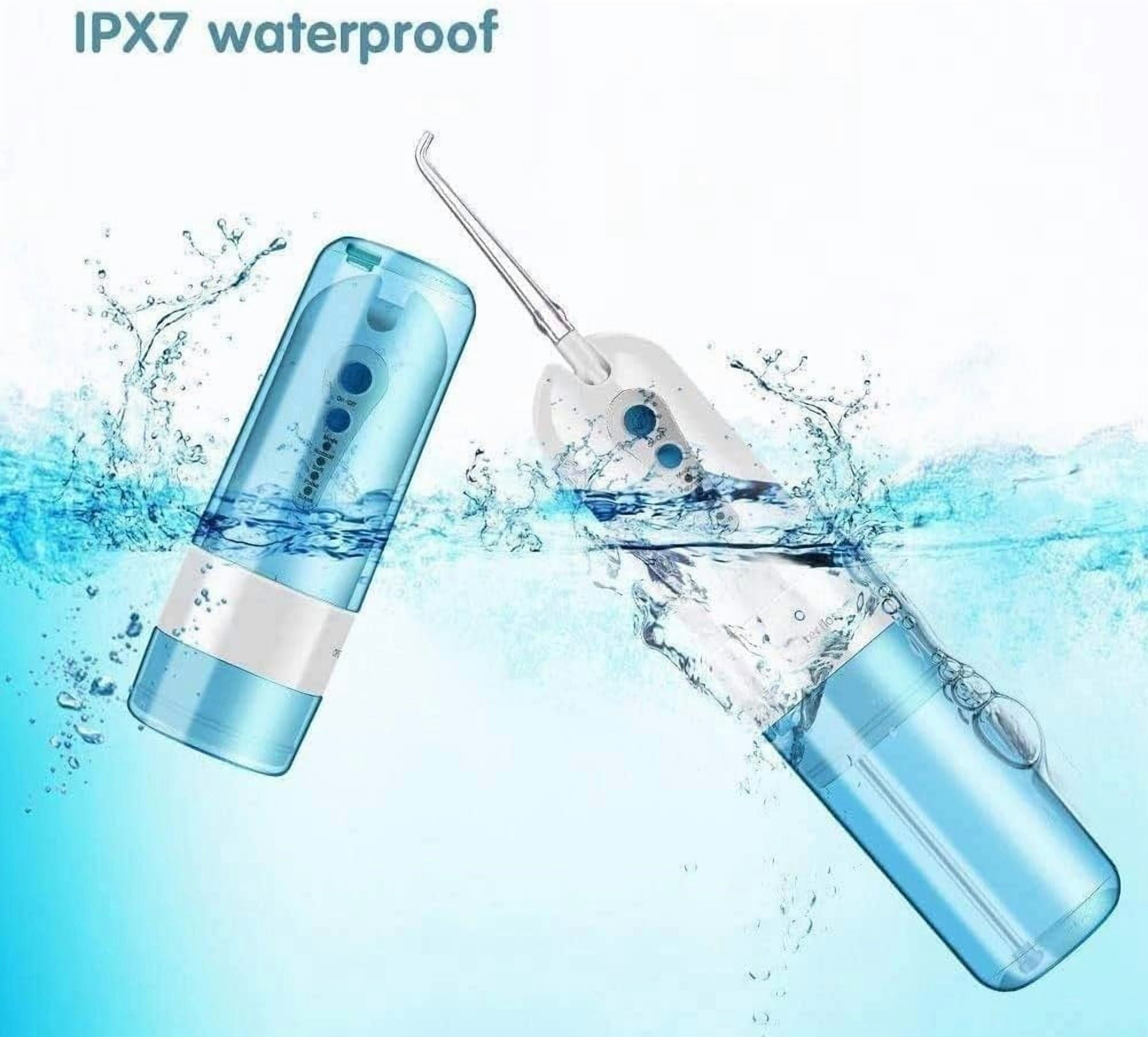 Water Dental Flosser for Teeth, Portable 200ML Water Teeth Cleaner Picks with 4 Cleaning Modes & 5 Jet Tips for Family Use, USB Rechargeable