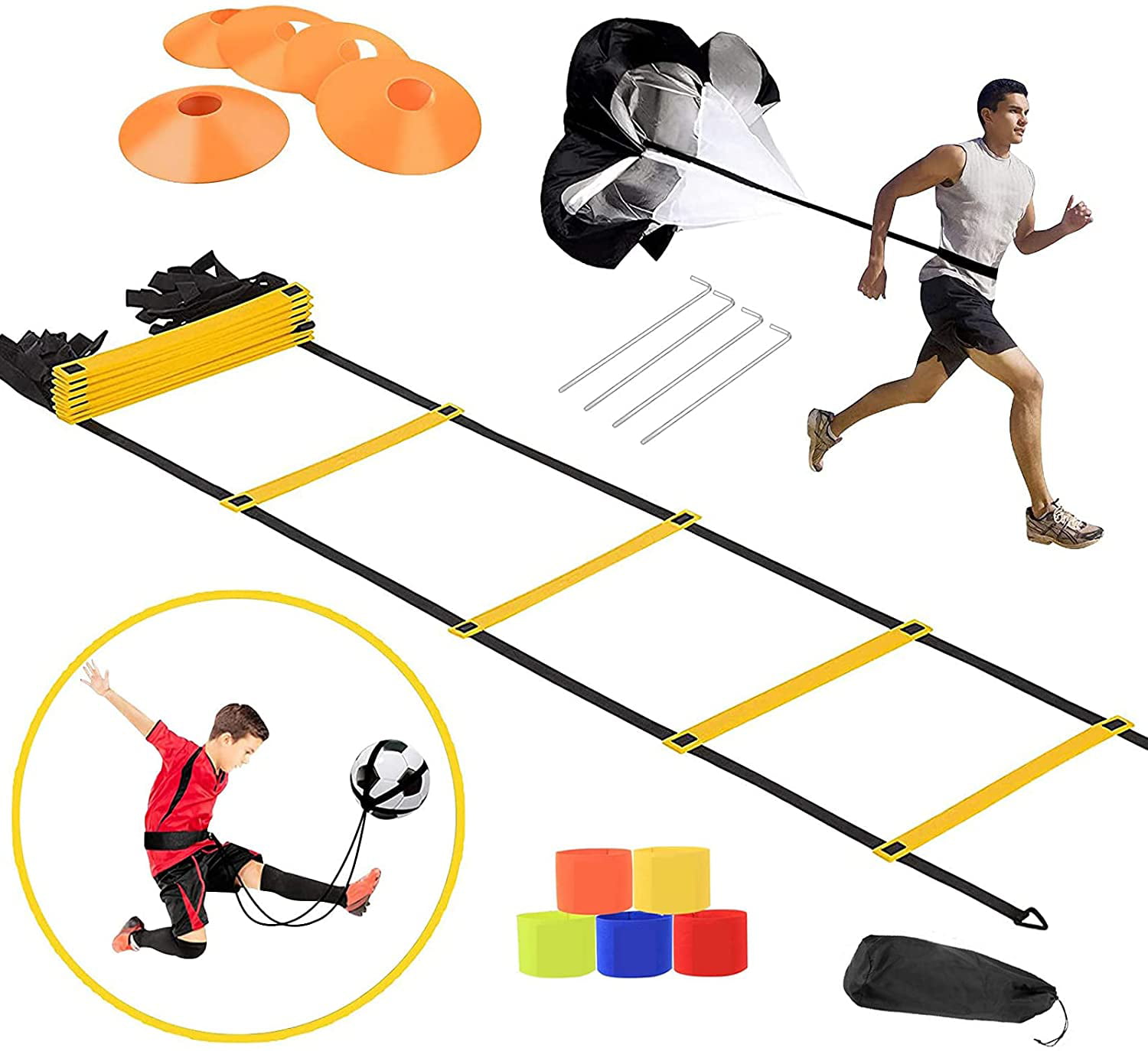 Training Discs Markers Soccer Speed Hurdles Cones Fitness Harness Agility Ladder 