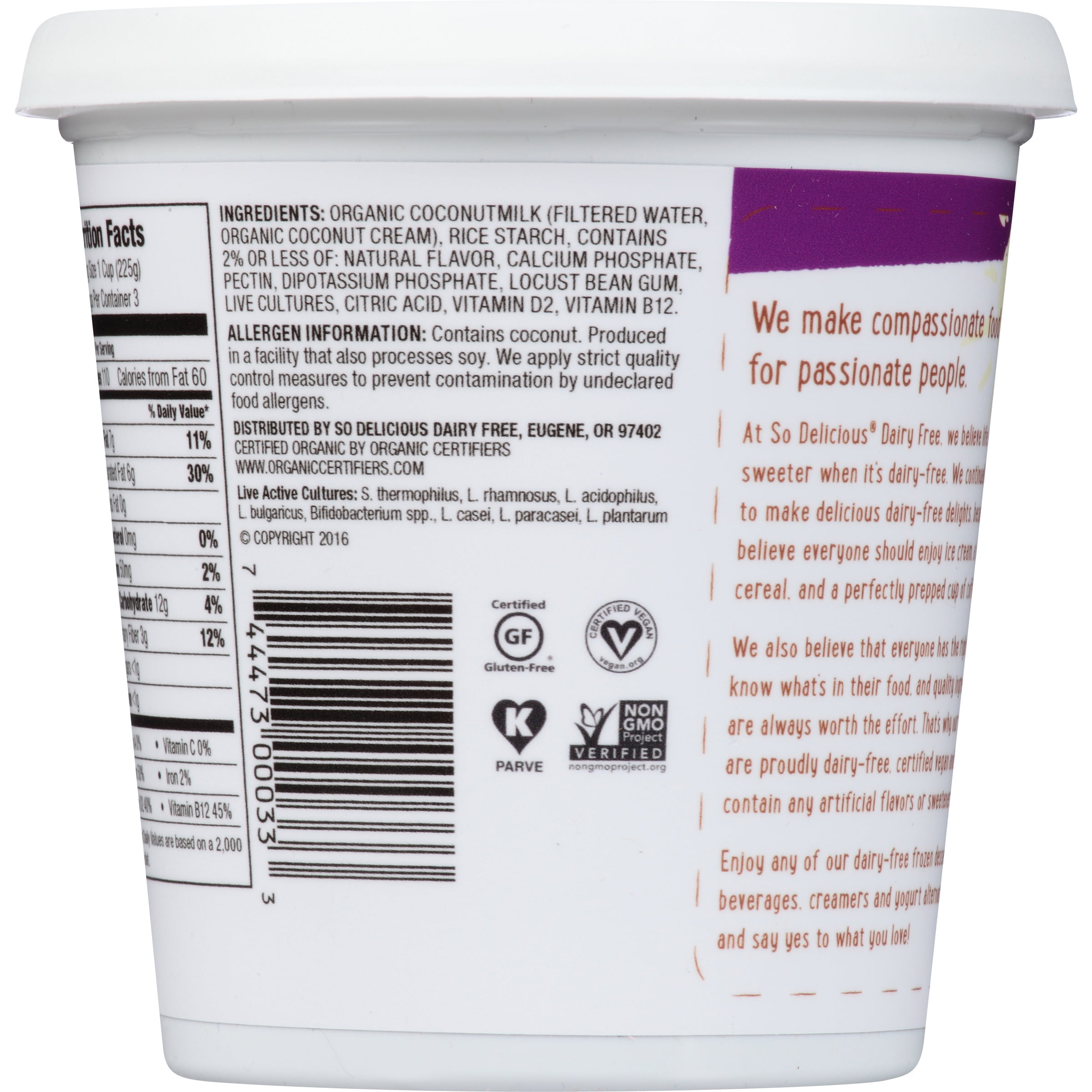 So Delicious Vanilla Coconut Milk Nutrition Facts Runners High Nutrition