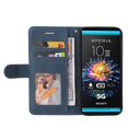 thumbnail image 4 of Case for Sony Xperia 10 III Leather Wallet Book Flip Folio Stand View Cover - Blue, 4 of 5