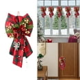 thumbnail image 5 of AYktou Christmas Bows Hanging Ornaments, 7×13 Inch Checked Fabric Bowknot Pines Needle Berries Bells Wreath Bow, Wall Hanging Bow Ornaments for Door Fireplace Staircase Display Indoor Outdoor Decor, 5 of 6