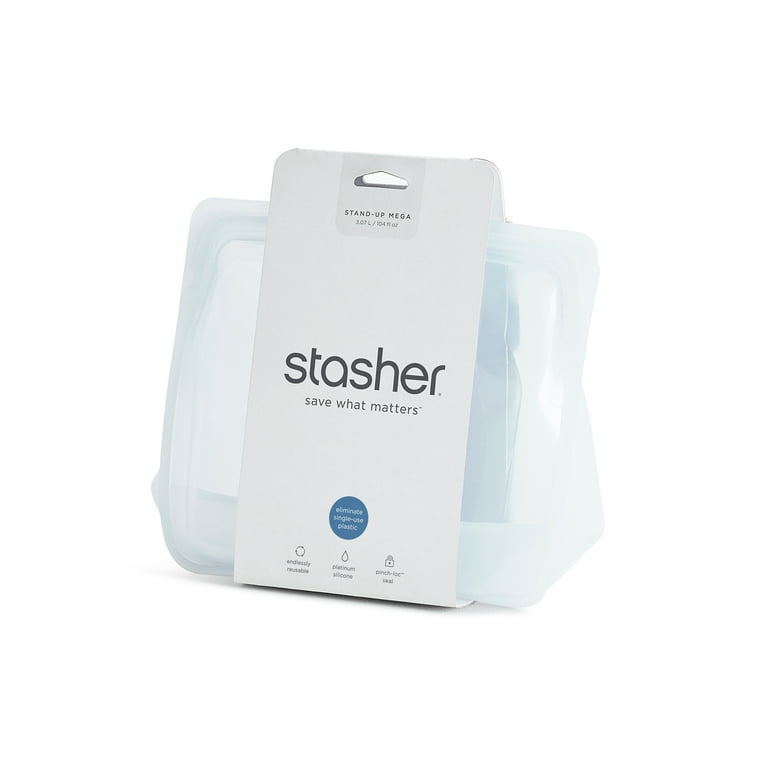 Stasher Reusable Silicone Storage Bag, Food Storage Container, Microwave  and Dishwasher Safe, Leak-free, Bundle 4-Pack, Clear + Aqua