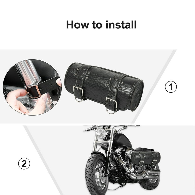 Unique Bargains Handlebar Tool Bag Cycling Barrel Roll Bag for Motorcycle  Faux Leather Black