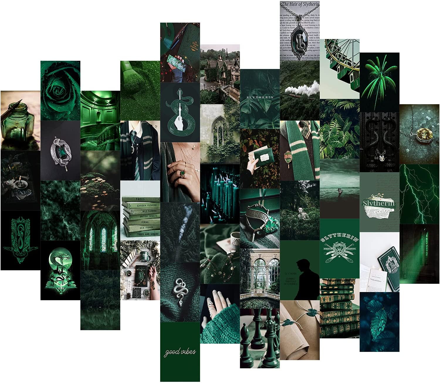 menoeceus 50pcs green aesthetic pictures wall collage kit dark magic indie room decor wall art print for vsco girl boho wall collage kit picture collage kit for dorm posters walmart com