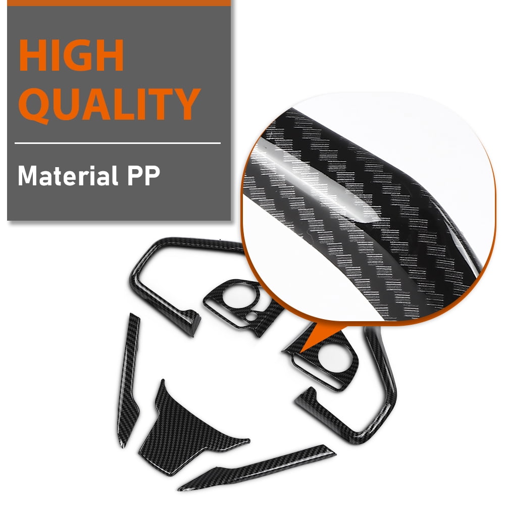 6pcs Steering Wheel Cover Trim Fit For 2016-2019 Honda Civic Carbon Fiber Look
