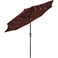thumbnail image 3 of 9ft Solar Lighted Outdoor Patio Market Umbrella with Hand Crank and Tilt Burgundy, 3 of 7