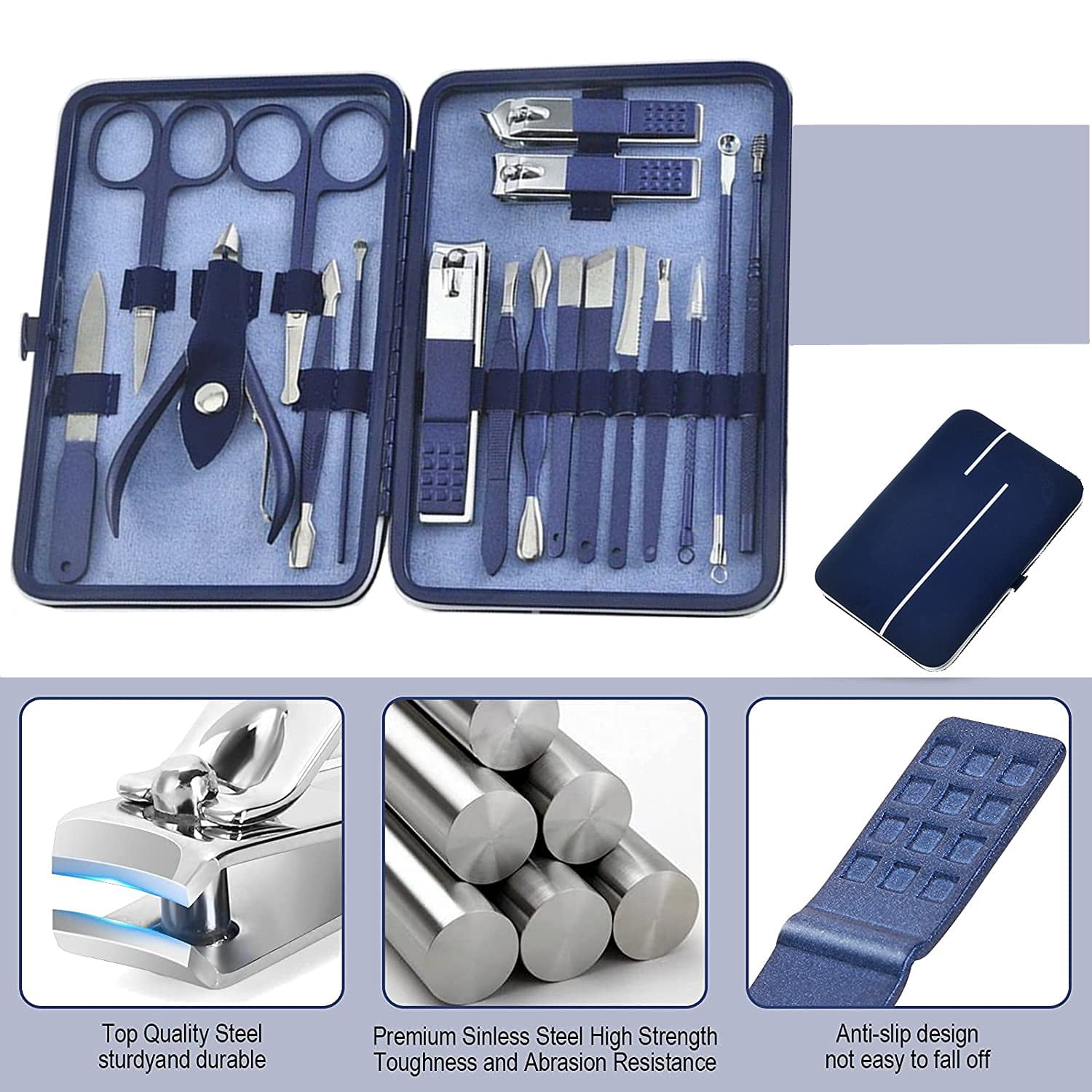 Manicure Set, 18 In 1 Mens Women fingernail Grooming Kit with Leather Travel Case,Manicure Set Professional Nail Clippers kit Pedicure Care Tools