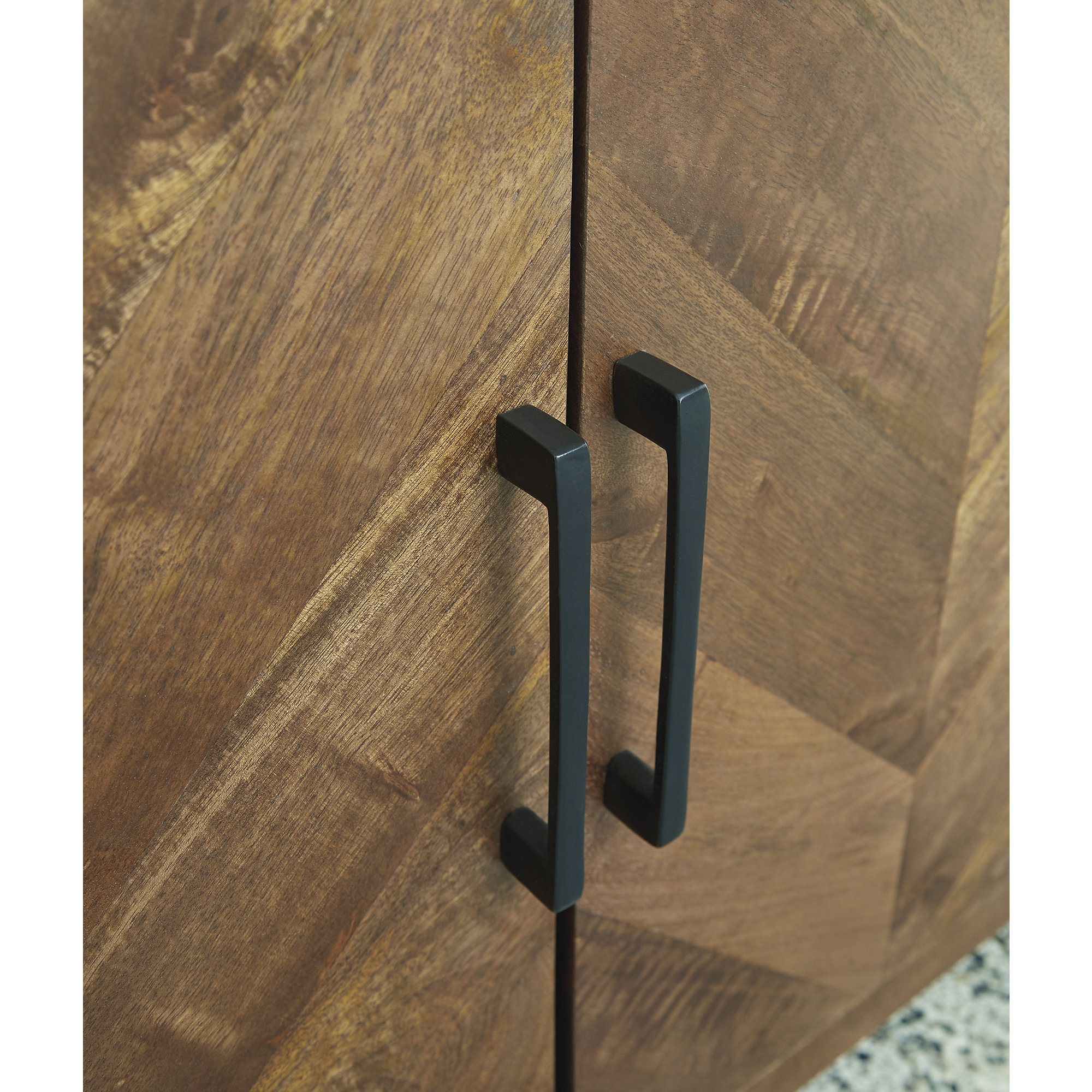 Signature Design by Ashley Prattville Contemporary Accent Cabinet with 4 Chevron Pattern Doors, Brown