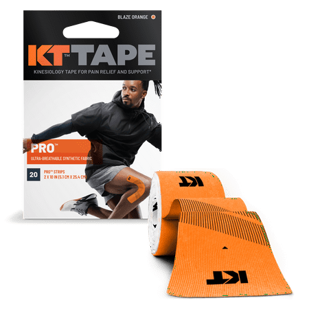 KT Tape Orange Pro Synthetic Kinesiology Tape 20 Precut Strips