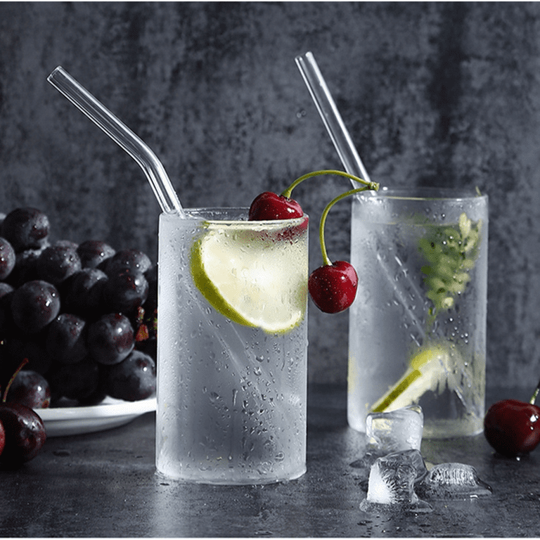 Reusable Glass Drinking Straws With Natural Crystal Quartz Chips