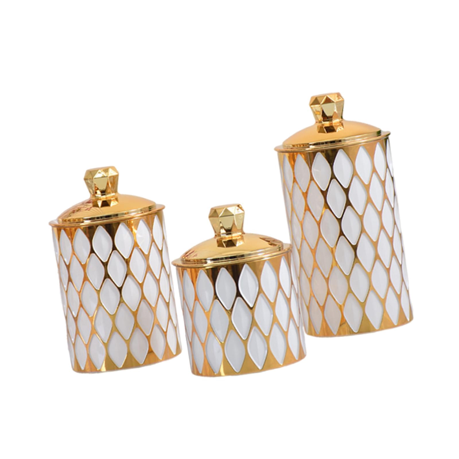 QSTDGVPW 3 Pieces Food Storage Jars with Lid Food Storage Container Tea Canister Airtight white trim