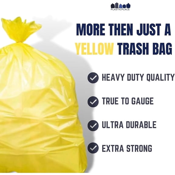 32-33 Gallon Trash Bags - 1.5 Mil - Yellow Garbage Can Liners - 33’” x 39” (100 Count), W33Y15
