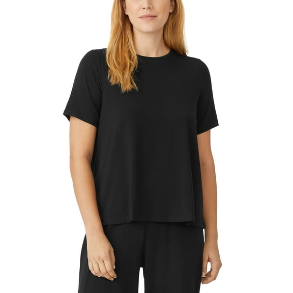 Eileen Fisher Crewneck Short Sleeve Top Black 2XS