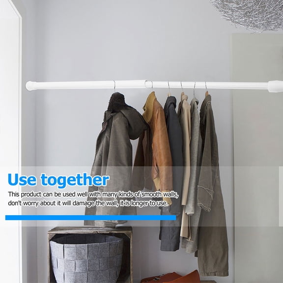 OUNONA Adjustable White Stainless Steel Tension Curtain Rod for Shower, Clothes Drying, and Window Use