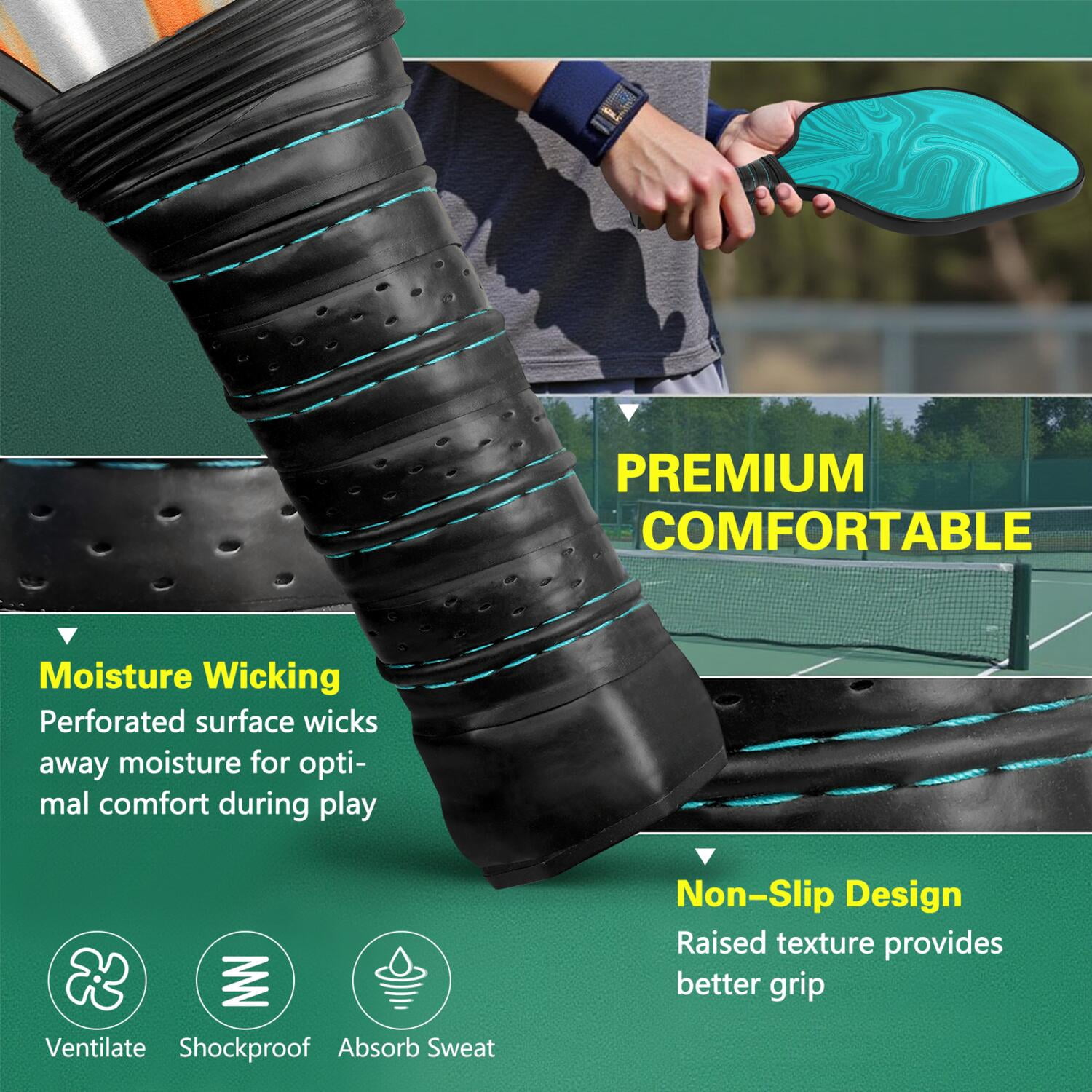 Pickleball Paddles Set Of 2, Fiberglass Surface, Liquid & Marble Print, 4 Balls & Bag