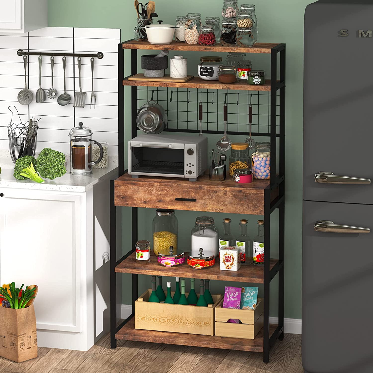 Tribesigns Kitchen Bakers Rack With Hutch 5 Tier Kitchen Utility 