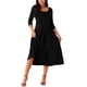 thumbnail image 1 of Vestido largo casual con cuello redondo y mangas 3/4 de INSPIRE CHIC, con pliegues y bolsillos, talla XL, color negro, 1 of 5