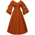 thumbnail image 4 of Vestido de Manga Corta para las Mujeres Color Sólido Estilo Retro Muñeca Cuello Cintura Alta Maxi Largo, Malla para la Noche Y la Fiesta, 4 of 7