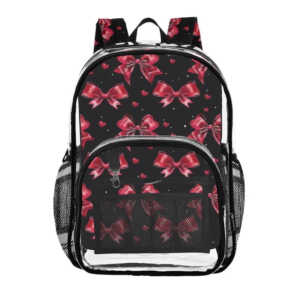 ALAZA Clear Backpack Red Bows PVC Transparent BookBag