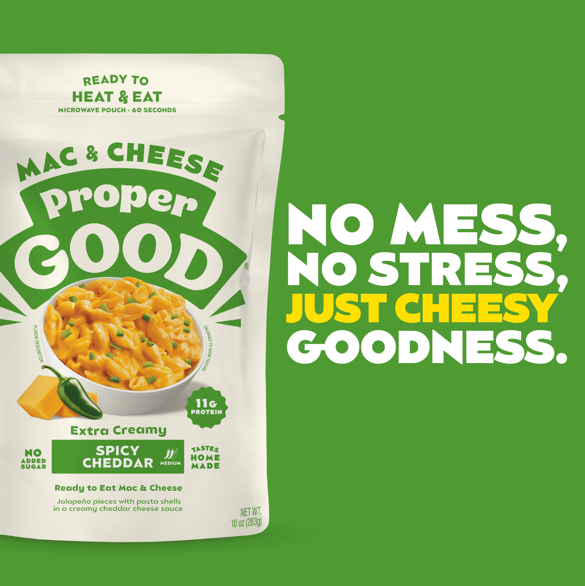 Proper Good Spicy Cheddar Mac and Cheese, Ready in 60 Seconds, Shelf-Stable Meal, 10oz