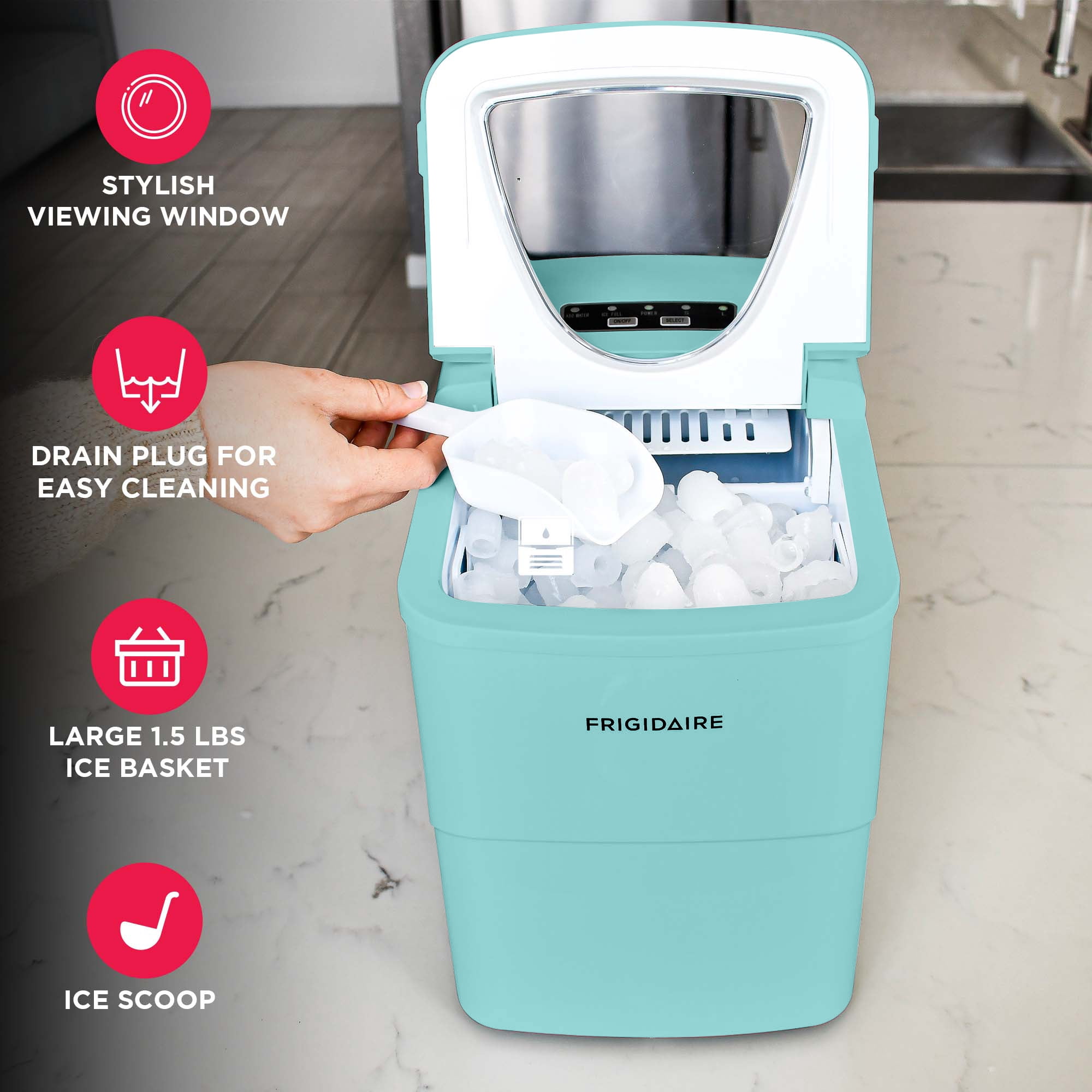 Frigidaire 26 lb Blue Countertop Portable Ice Maker