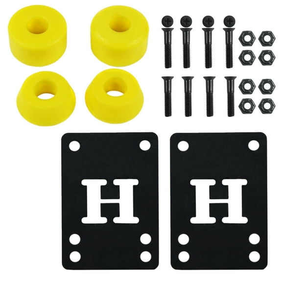 Skateboard Bushings Med 94 (for 2 trucks)   Riser Pads and 1" Phillips Hardware