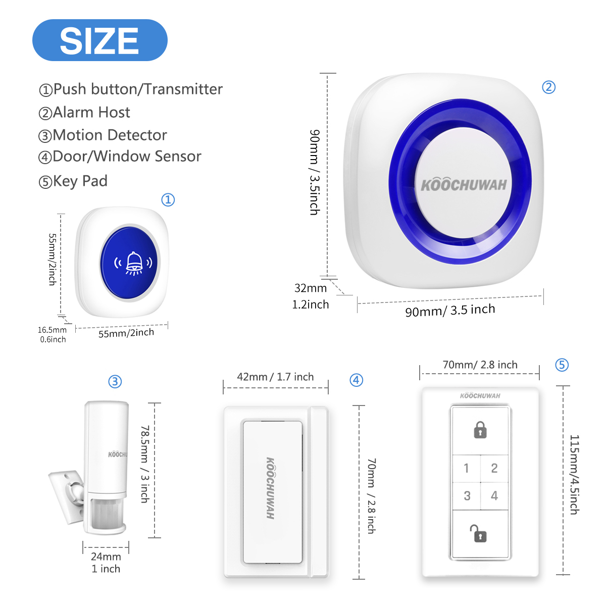 Door Alarm System Home Security DIY Kit Expandable Up to 32 Door Window Motion Sensors + Door Bell - 52 Chime Tunes