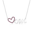 thumbnail image 1 of Collar con Colgante de Corazón Abierto JeenMata con Piedra Roja Decorada en Oro Blanco de 18 K sobre Plata - Piedra Natal de Enero - Regalo para Mamá, 1 of 2