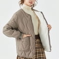thumbnail image 4 of XFLWAM Women's Quilted Puffer Jacket Full Zip Up Oversized Coats Lightweight Winter Long Sleeve Padded Down Coat Outerwear Khaki 3XL, 4 of 7