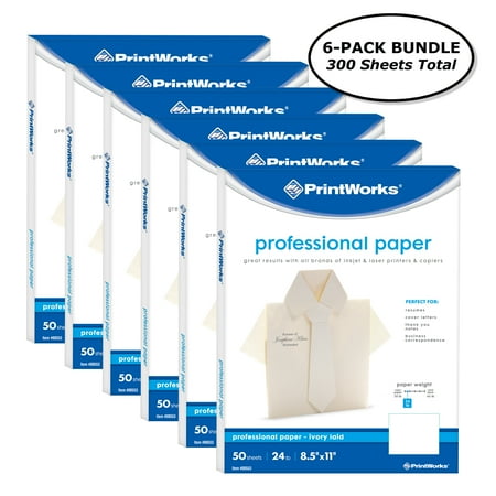 24 Lb Inkjet - PrintWorks Business Letterhead Paper for Resumes & Business Letters, 24 lb, Ivory Laid, Laser/Inkjet, 8.5 x 11 inches (300 Sheets)