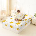 thumbnail image 4 of Manfei Cute Stars Twin Fitted Sheet,Kawaii Cartoon Polka Dot Bedding,White Yellow,2pcs, 4 of 6