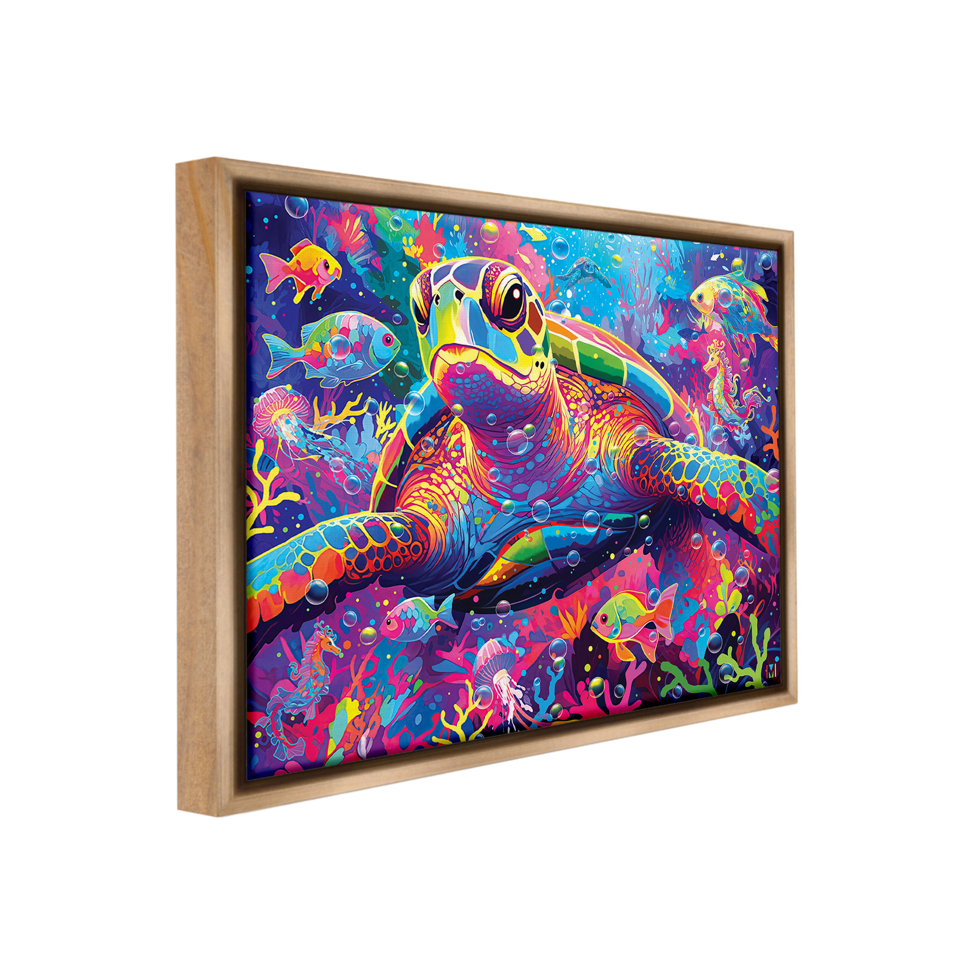 Stupell Industries Modern Underwater Animals Animals & Insects Painting Brown Floater Framed Canvas Art Print Wall Art, 31 x 25