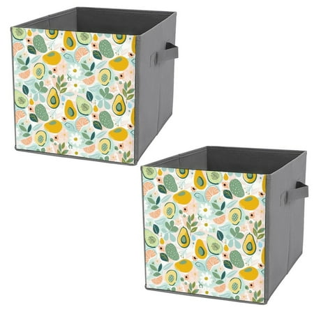 

ZHANGS Avocado Design Elements-11 Cube Storage Box With Handle Collapsible Storage Bins Portable Open Home Storage Bins Closet Organizers Box For Books Toys Clothes Or Toys