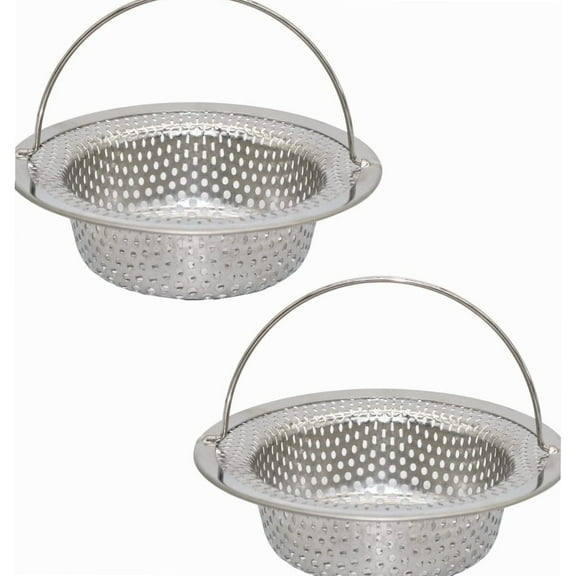 2 Pcs Kitchen Sink Strainer with Handle, Large Wide Rim 4.5" Diameter Stainless Steel Sink Drain Strainer, Kitchen Drain Strainer for Most Sink Drains, Anti-Clogging, Rust Free