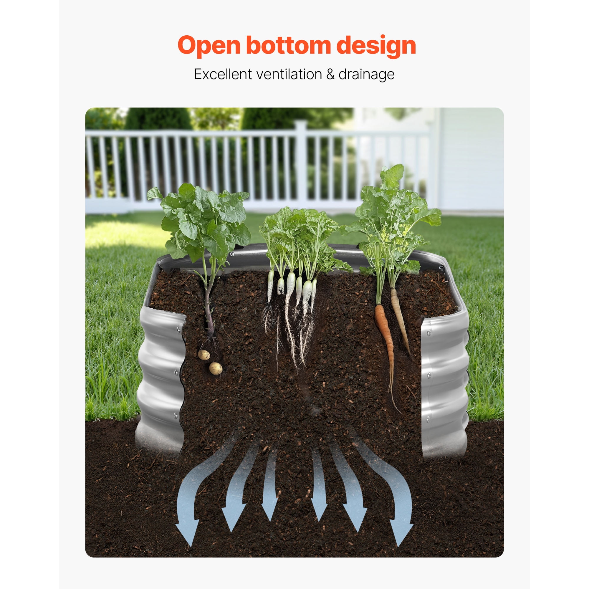 KFFKFF Metal Raised Garden Bed, 6 x 3 x 1 ft Outdoor Galvanized Planter Box, Open Base Design, Spacious Planter for Vegetables, Flowers, Herbs, and Succulents, Galvanized Finish