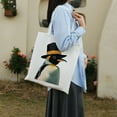 thumbnail image 7 of JEUXUS 2 Pcs Canvas Tote Bags Cute Aesthetic Tote Bags with Zipper Shoulder Bag Easily Distracted Cute Penguin Lovers White, 7 of 7