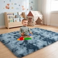 thumbnail image 3 of ZENELESS 4x6ft Fluffy Rugs,Super Soft Indoor Modern Carpets,Anti-skid Fuzzy Area Rug for Teens Dorm Nursery Bedroom Home Decor Tie-dye Blue&Gray, 3 of 9
