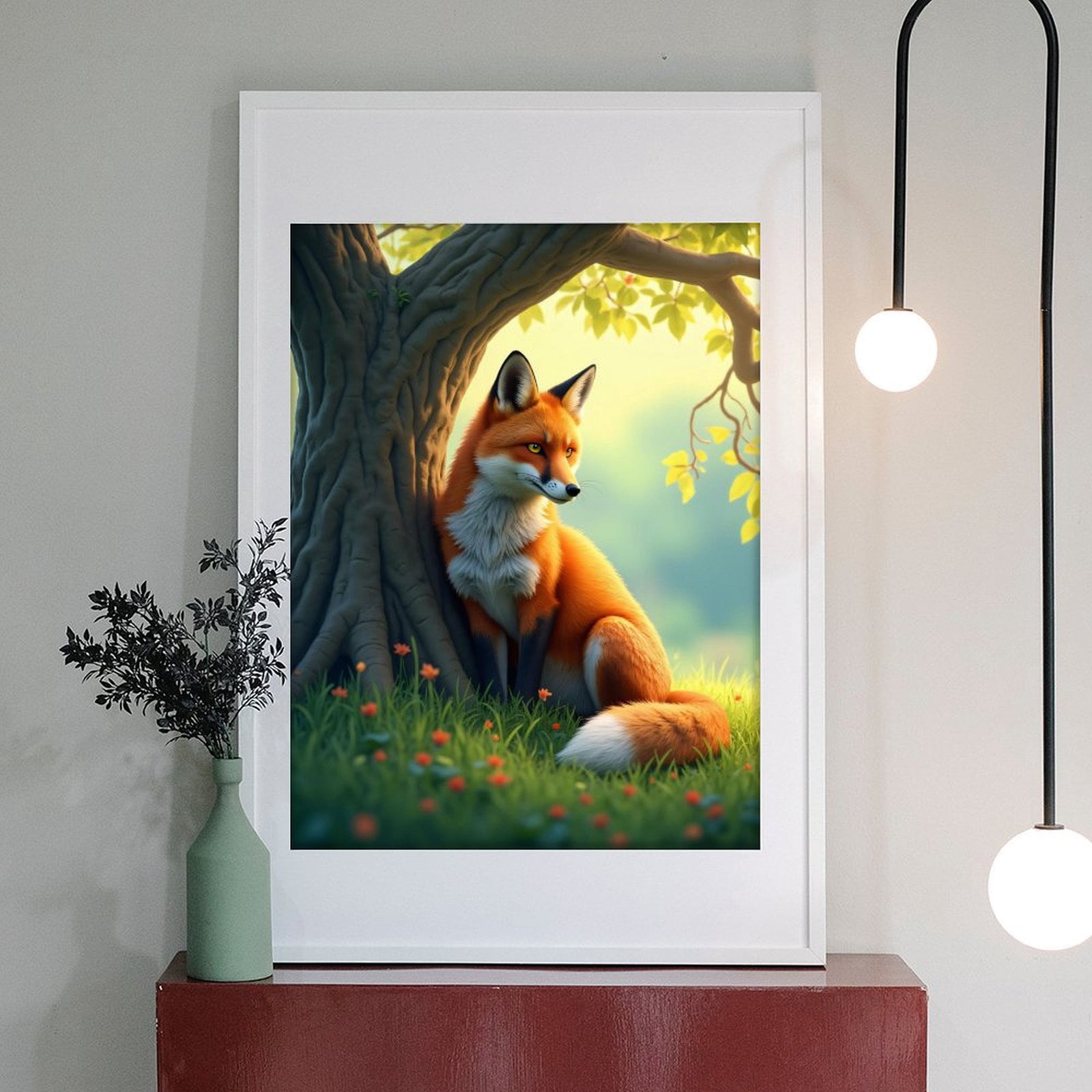 Diamond Art Kits for Adults - 5d Fox Under Tree In Sunny Meadow Diamond Painting for Adults, Diamond Art for Adults Beginners, Diamond Painting Kits for Adults for Home Wall Decor