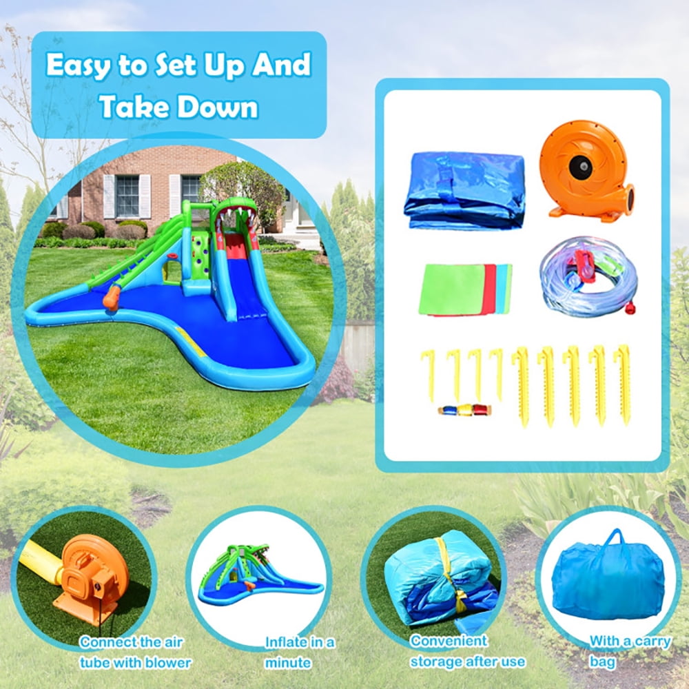 Aimee Lii Inflatable Water Slide Climbing Wall Bounce House with 780W Blower, Bounce House Water Slide for 5-10