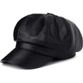 thumbnail image 4 of CoCopeaunts Solid Color Newsboy Cap Adjustable Faux Leather Octagonal Cap Female Short Brim Beret Hat Autumn Winter Hats, 4 of 7