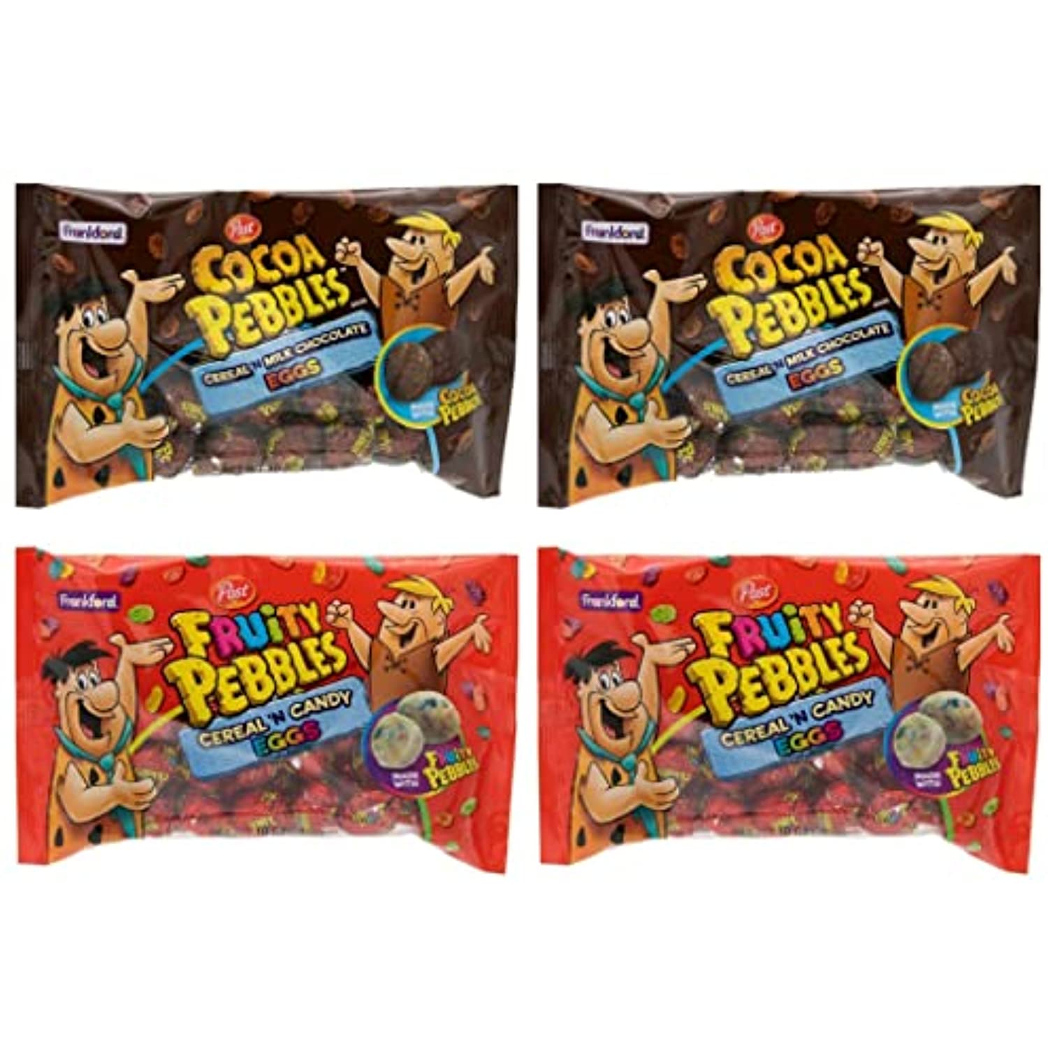 Frankford Fruity Pebbles And Cocoa Pebbles Cereal N Candy Eggs Easter Variety Pack Pack Of 4