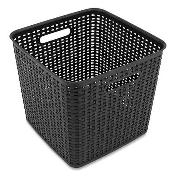 Advantus Plastic Weave Bin, Extra Large, 12.6" X 11.1" X 16.6", Black (37519)