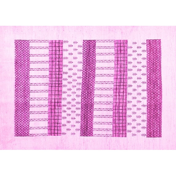 Ahgly Company Indoor Rectangle Solid Pink Modern Area Rugs, 2' x 5'