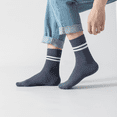 thumbnail image 2 of Sookeceks 6 Pairs Mens Striped Crew Socks, Casual Business Cotton Socks Breathable Soft Calf Socks for Mens Size 7-11, 2 of 8