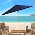 thumbnail image 3 of Safavieh Cannes 9' Market Push Wooden Patio Umbrella, Navy, 3 of 7